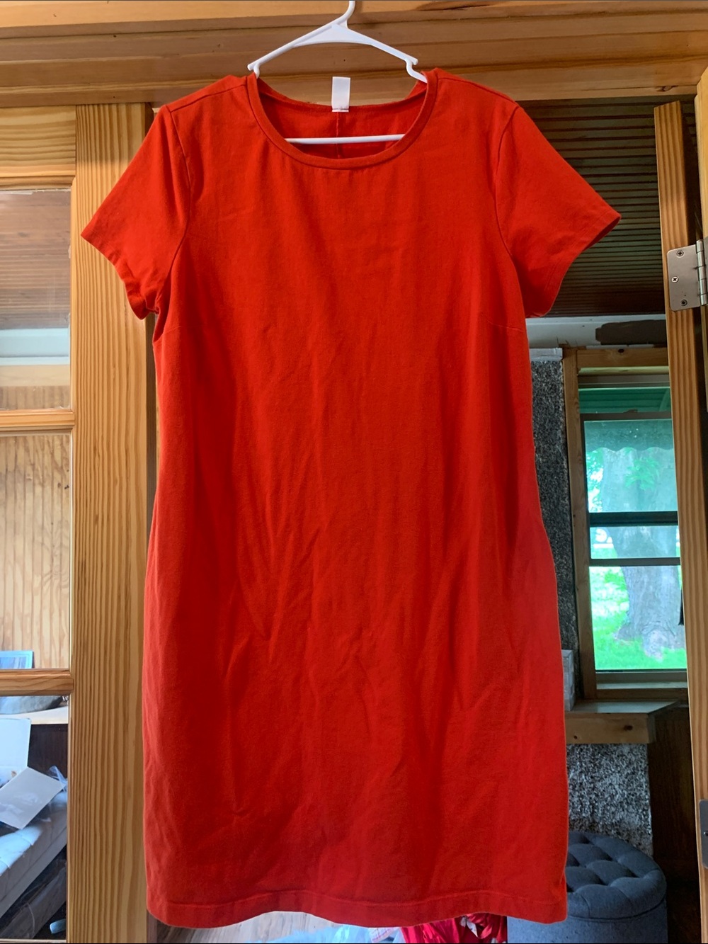 Women's Old Navy Classic Short Sleeve Knit T-shirt Tobiko Red Mini Dress XL